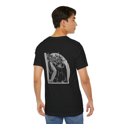Floral Noir Graphic Tee — Monochrome Figure & Peony Back Art