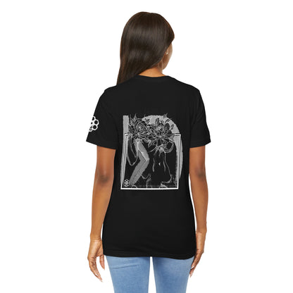 Floral Noir Graphic Tee — Monochrome Figure & Peony Back Art